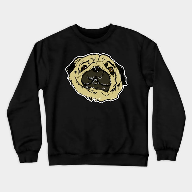 Pug Dog Head Crewneck Sweatshirt by silentrob668